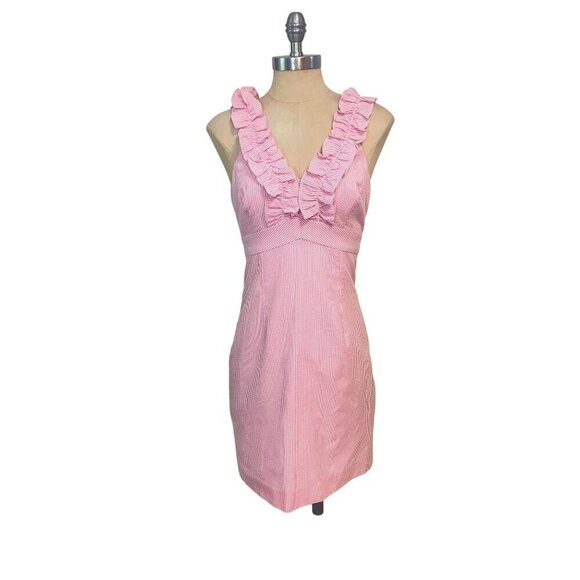 Lilly Pulitzer Phoebe Ruffle Neck Seersucker Sheath Dress size 2 - Picture 3 of 7